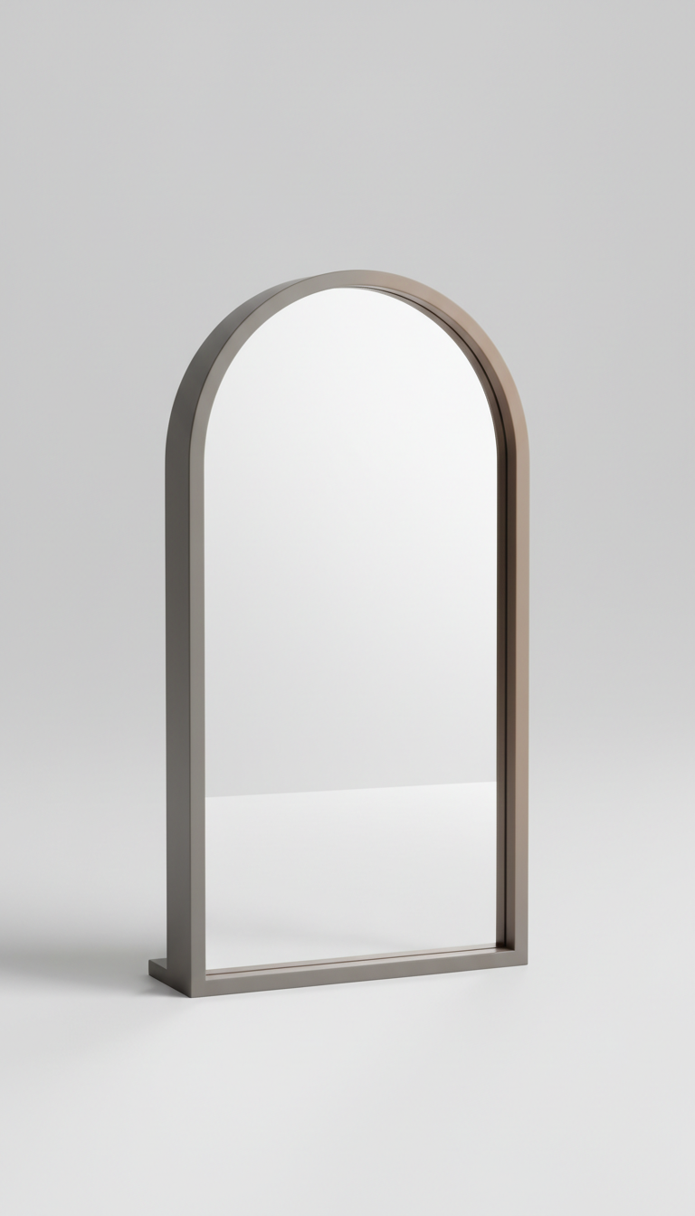 Arc Frame Mirror in Polished Steel